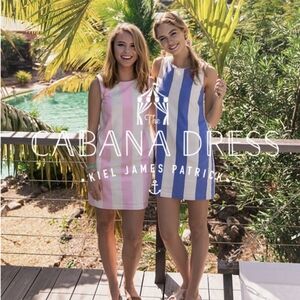 Kiel James Patrick  Dress -Cabana Dress  Blue Stripes Cotton Shift Small EUC